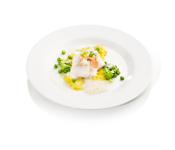 Kabeljaub und Garnele-Risotto